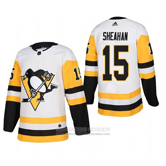 Camiseta Hockey Pittsburgh Penguins 15 Riley Sheahan Segunda Autentico Jugador Blanco